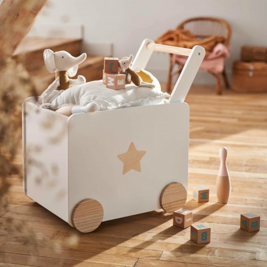 Кутия за Играчки GINGER HOME с Колелца за Бутане, Дървена, Бяла, 38х45х54 см. Кутия за Играчки GINGER HOME с Колелца за Бутане, Дървена, Бяла, 38х45х54 см.