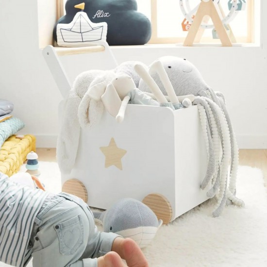Кутия за Играчки GINGER HOME с Колелца за Бутане, Дървена, Бяла, 38х45х54 см. Кутия за Играчки GINGER HOME с Колелца за Бутане, Дървена, Бяла, 38х45х54 см.