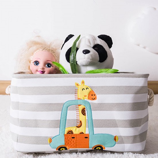 Кутия за Съхранение на Играчки, Дрехи, Козметика, Сгъваема, с Удобни Дръжки, за Детска стая, Спалня, Дневна - Жираф