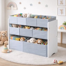Органайзер за Играчки, Етажерка за Детска Стая, Шкаф, Секция с Кутии за Съхранение - Бяло, Сиво Органайзер за Играчки, Етажерка за Детска Стая, Шкаф, Секция с Кутии за Съхранение - Бяло, Сиво