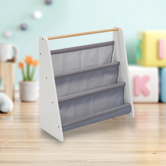 Преносима Детска Етажерка за Книги GINGER HOME, Обзавеждане за Детска Стая, Бяло, Сиво