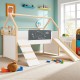 Детско Легло Къщичка GINGER HOME, Монтесори, Двуетажно, Пързалка, Черна Дъска, Подматрачна Рамка 90х200 см Детско Легло Къщичка GINGER HOME, Монтесори, Двуетажно, Пързалка, Черна Дъска, Подматрачна Рамка 90х200 см