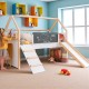 Детско Легло Къщичка GINGER HOME, Монтесори, Двуетажно, Пързалка, Черна Дъска, Подматрачна Рамка 90х200 см Детско Легло Къщичка GINGER HOME, Монтесори, Двуетажно, Пързалка, Черна Дъска, Подматрачна Рамка 90х200 см