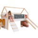 Детско Легло Къщичка GINGER HOME, Монтесори, Двуетажно, Пързалка, Черна Дъска, Подматрачна Рамка 90х200 см Детско Легло Къщичка GINGER HOME, Монтесори, Двуетажно, Пързалка, Черна Дъска, Подматрачна Рамка 90х200 см