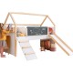 Детско Легло Къщичка GINGER HOME, Монтесори, Двуетажно, Пързалка, Черна Дъска, Подматрачна Рамка 90х200 см Детско Легло Къщичка GINGER HOME, Монтесори, Двуетажно, Пързалка, Черна Дъска, Подматрачна Рамка 90х200 см