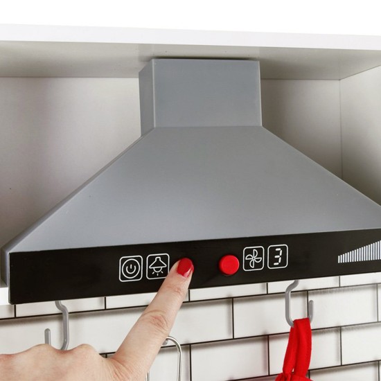 Детска Дървена Кухня GINGER HOME със Звук, Светлина, Бяла W10C493J