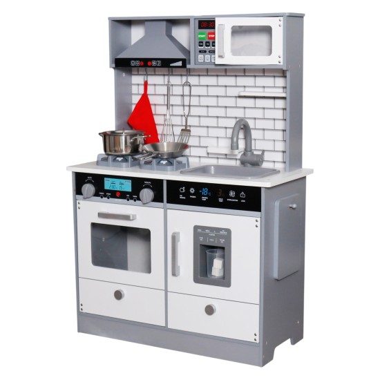 Детска Дървена Кухня GINGER HOME със Звук, Светлина, Бяла W10C493J