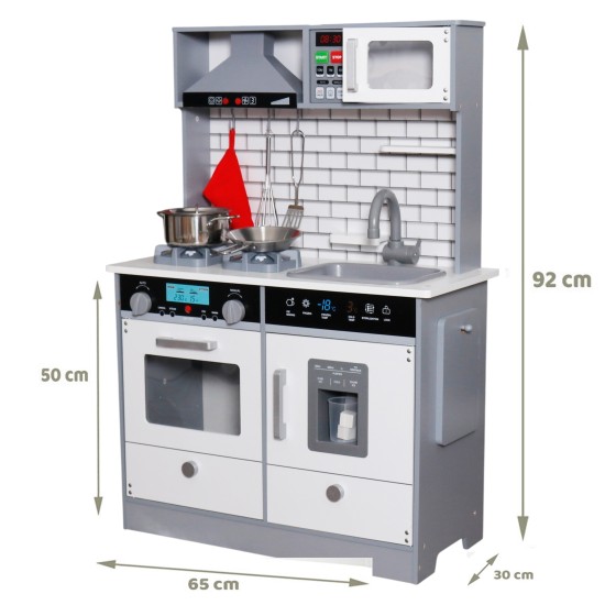 Детска Дървена Кухня GINGER HOME със Звук, Светлина, Бяла W10C493J