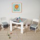 Детска Дървена Маса с 2 Столчета, Комплект, Двустранна с Черна Дъска, 2 в 1 - за Игра и Съхранение WHITE/GREY