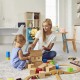 Детска Дървена Маса с 2 Столчета, Комплект - за Игра, Рисуване, Хранене - GHOSTS