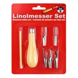 Резци за линогравюра, линулеум, Комплект 5 броя 150121