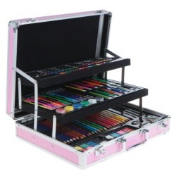 Рисувателен комплект в куфар, 158 части, Розов 15041401