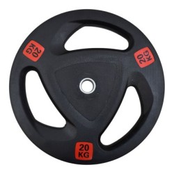 Диск за щанга MAXIMA, 20 кг, За лостове Ф25-28 мм, Гумиран, С метален пръстен и дръжки /310565/