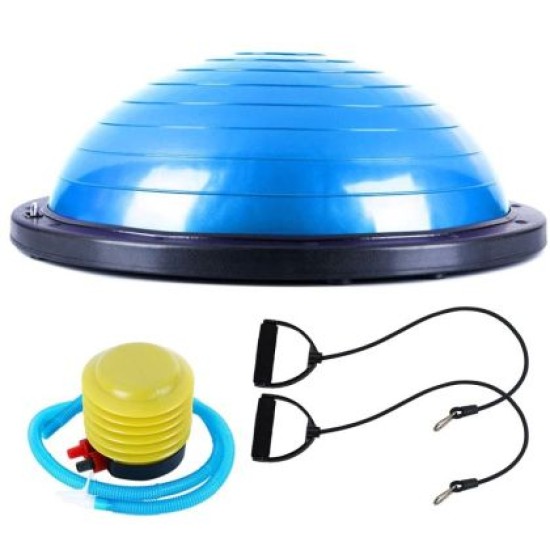 Полутопка за баланс BOSU BALL, 58.5 см, С твърда основа и ластици, Син 31067003 Полутопка за баланс BOSU BALL, 58.5 см, С твърда основа и ластици, Син 31067003