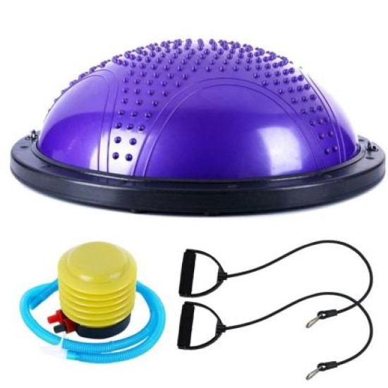 Полутопка за баланс BOSU BALL, 58.5 см, С твърда основа и ластици, Лилав 31067101 Полутопка за баланс BOSU BALL, 58.5 см, С твърда основа и ластици, Лилав 31067101