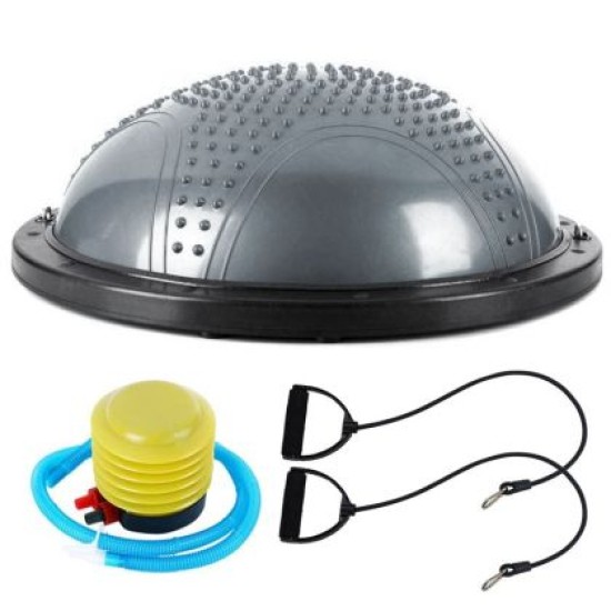 Полутопка за баланс BOSU BALL, 58.5 см, С твърда основа и ластици, Сив 31067102 Полутопка за баланс BOSU BALL, 58.5 см, С твърда основа и ластици, Сив 31067102