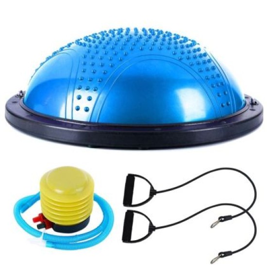 Полутопка за баланс BOSU BALL, 58.5 см, С твърда основа и ластици, Син 31067103 Полутопка за баланс BOSU BALL, 58.5 см, С твърда основа и ластици, Син 31067103