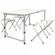 Сгъваема маса за къмпинг MAXIMA, С 4 стола и отвор за чадър, Бяла 60021001