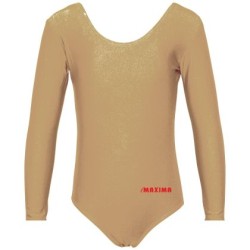 Детско трико с дълъг ръкав MAXIMA, Подходящо за гимнастика, балет и танци, Бежово, 5XL /40042005/