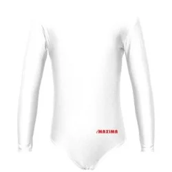 Детско трико с дълъг ръкав MAXIMA, Подходящо за гимнастика, балет и танци, Бяло, 6XL /40042006N/
