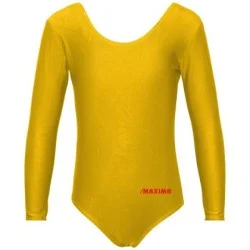 Детско трико с дълъг ръкав MAXIMA, Подходящо за гимнастика, балет и танци, Жълто, 6XL /40042012N/