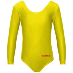 Детско трико с дълъг ръкав MAXIMA, Подходящо за гимнастика, балет и танци, Жълто, 6XL /40042018/