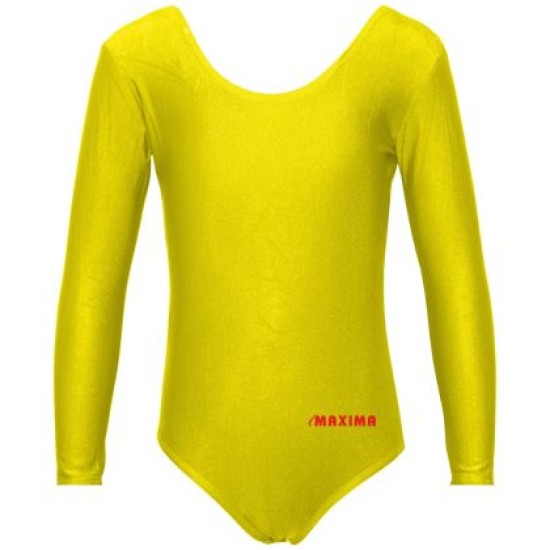 Детско трико с дълъг ръкав MAXIMA, Подходящо за гимнастика, балет и танци, Жълто, 6XL /40042018/