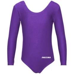 Детско трико с дълъг ръкав MAXIMA, Подходящо за гимнастика, балет и танци, Лилаво, 2XL /40042020/