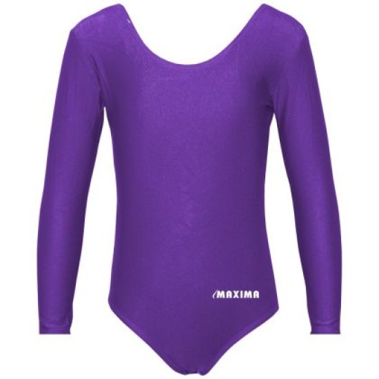 Детско трико с дълъг ръкав MAXIMA, Подходящо за гимнастика, балет и танци, Лилаво, 6XL /40042024/
