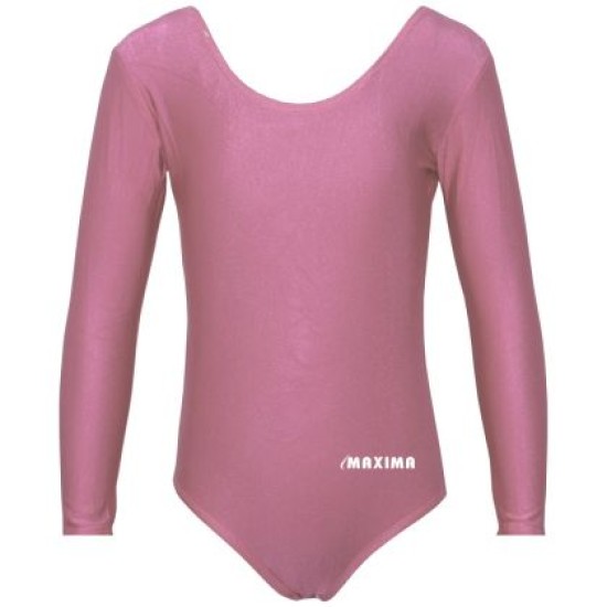 Детско трико с дълъг ръкав MAXIMA, Подходящо за гимнастика, балет и танци, Розово, 2XL /40042026/