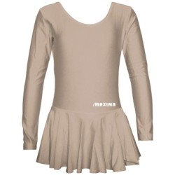 Детско трико с дълъг ръкав и поличка MAXIMA, Подходящо за гимнастика, балет и танци, Бежово, Размер 6XL /40042106/