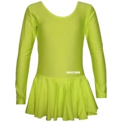 Детско трико с дълъг ръкав и поличка MAXIMA, Подходящо за гимнастика, балет и танци, Електриково зелено, Размер XL /40042119/ Детско трико с дълъг ръкав и поличка MAXIMA, Подходящо за гимнастика, балет и танци, Електриково зелено, Размер XL /40042119/