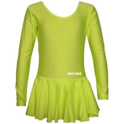 Детско трико с дълъг ръкав и поличка MAXIMA, Подходящо за гимнастика, балет и танци, Електриково зелено, Размер 3XL /40042121/