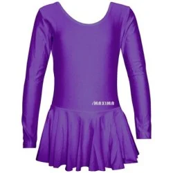 Детско трико с дълъг ръкав и поличка MAXIMA, Подходящо за гимнастика, балет и танци, Лилаво, Размер 2XL /40042126/ Детско трико с дълъг ръкав и поличка MAXIMA, Подходящо за гимнастика, балет и танци, Лилаво, Размер 2XL /40042126/
