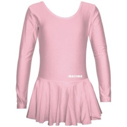 Детско трико с дълъг ръкав и поличка MAXIMA, Подходящо за гимнастика, балет и танци, Розово, Размер 6XL /40042136/