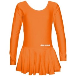 Детско трико с дълъг ръкав и поличка MAXIMA, Подходящо за гимнастика, балет и танци, Оранжево, Размер 3XL /40042163/