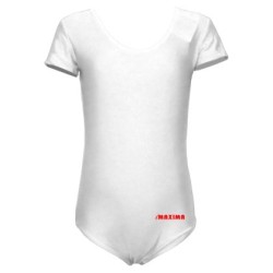 Детско трико с къс ръкав MAXIMA, Подходящо за гимнастика, балет и танци, Бяло, Размер 4XL /40042404/