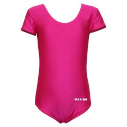 Детско трико с къс ръкав MAXIMA, Подходящо за гимнастика, балет и танци, Цикламено, Размер L /40042440/