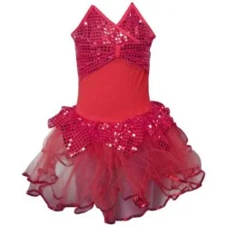 Детско танцувално (балетно) трико с връзки и пайети, Цикламено, Размер XL /40042802/
