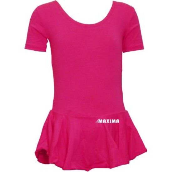 Танцувално (балетно) трико с къс ръкав и поличка, Цикламено, Размер XL /40042904/