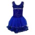 Детско танцувално (балетно) трико с широки презрамки и пайети, Синьо, Размер XL /40043201/
