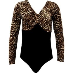 Гимнастическо трико с дълъг ръкав и платка с модерна щампа, Размер L /40043302/