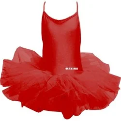 Детско танцувално (балетно) трико MAXIMA, С връзки и туту поличка, Червено, Размер XL /40043541/