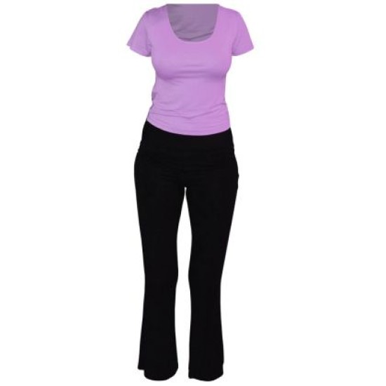 Комплект за спорт, Лилава блуза с черен панталон, Размер L /40044501/