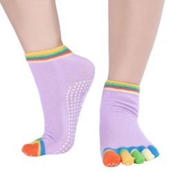 Чорапи за йога MAXIMA, С шарени пръсти, Светлолилави /40073003/