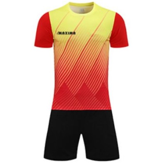 Екип за футбол / волейбол / хандбал MAXIMA, Комплект фланелка с шорти, Червен с черен и жълт, Размер 26 /40067705N/