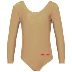 Детско трико с дълъг ръкав MAXIMA, Подходящо за гимнастика, балет и танци, Бежово, 6XL /40042006/