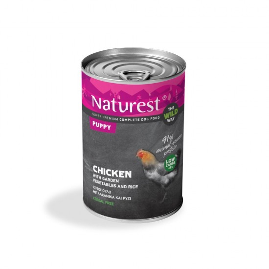 Консерва за малки кученца пиле със зеленчуци и ориз. NATUREST Puppy Chicken with Garden Vegetables and Rice