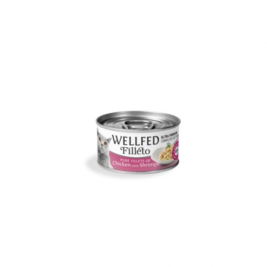 Консерва за котка WELLFED Filleto Chicken & Shrimps Консерва за котка WELLFED Filleto Chicken & Shrimps