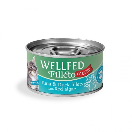WELLFED FILLETO MEZE KITTEN TUNA AND DUCK 70 GR – КОНСЕРВА ЗА КОТЕ WELLFED FILLETO MEZE KITTEN TUNA AND DUCK 70 GR – КОНСЕРВА ЗА КОТЕ